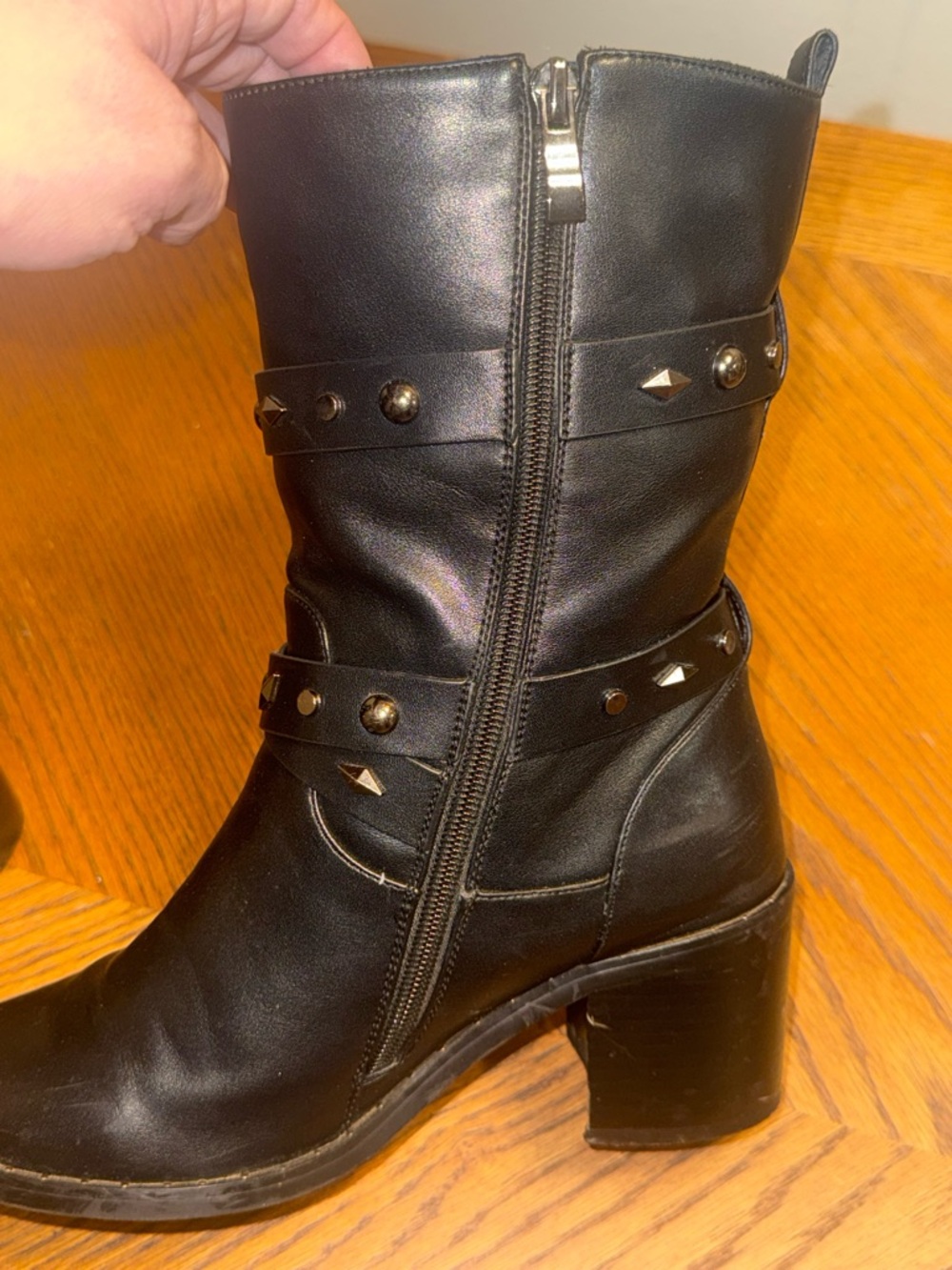 Monroe and Main studded black boots size 6.5 EUC
